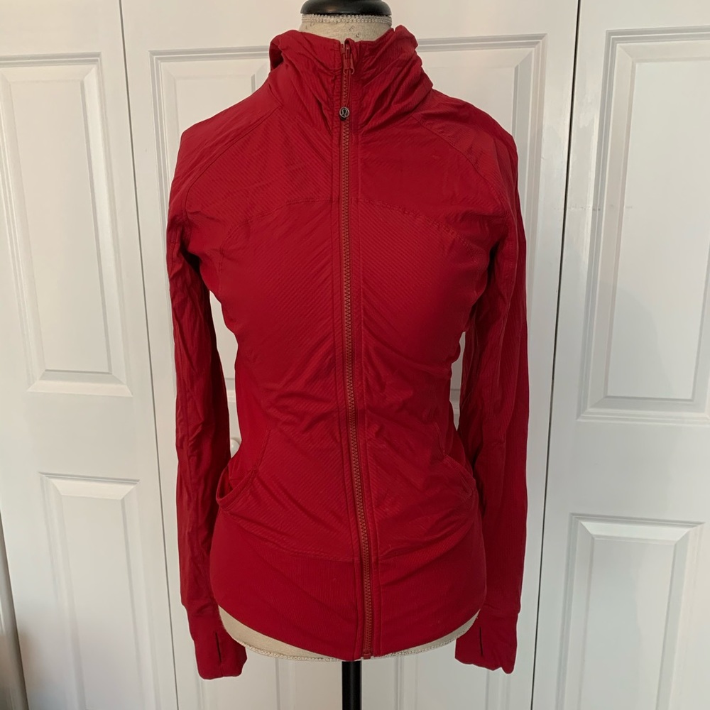 Red lululemon zip up jacket